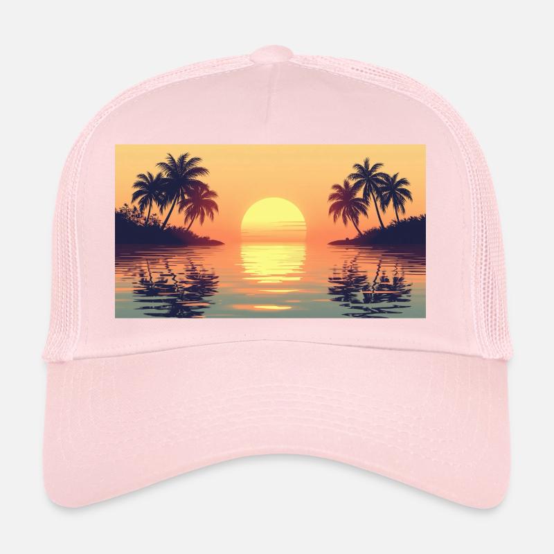 Coucher de soleil sur une île tropicale Casquette trucker 
