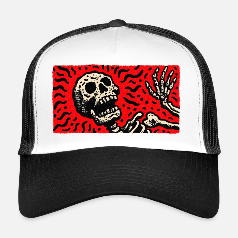 Squelette en imprimé rétro rouge sang Casquette trucker 