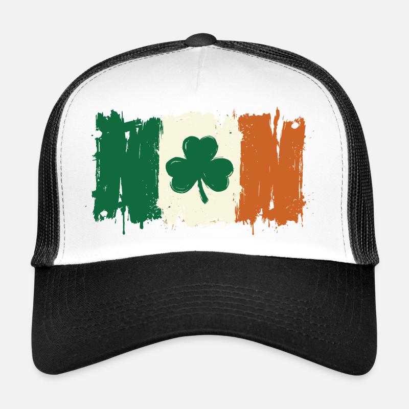 Drapeau irlandais en trèfle brossé Casquette trucker 
