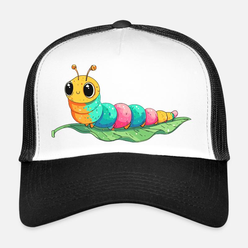 Chenille dessinée colorée sur feuille Casquette trucker 