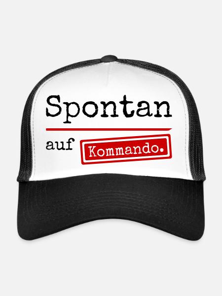 Spontan auf Kommando_weiss - Trucker Cap - Weiß/Schwarz - Vorne