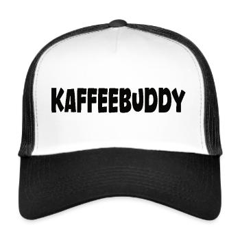 Kaffee Kaffeebuddy Spruch für Kaffeeliebe - Trucker Cap - Weiß/Schwarz - Vorne