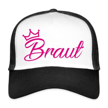 Braut Krone Pink Junggesellinenabschied - Trucker Cap - Weiß/Schwarz - Vorne