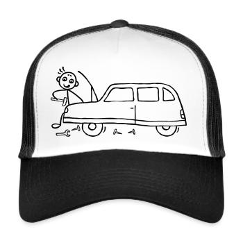 Tournevis voiture de réparation de voiture mécatronique - Casquette trucker  - blanc/noir - Devant
