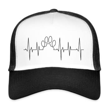 Herzschlag Hund Pfote - Trucker Cap - Weiß/Schwarz - Vorne