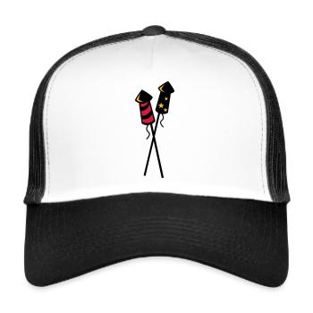 New year fireworks rockets - New year firework - Trucker Cap - white/black - Front