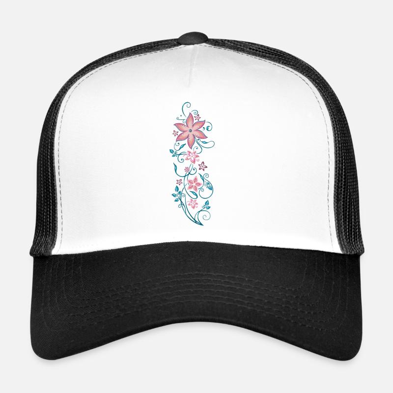 Blumen Blüten Sommer tropisch bunt - Trucker Cap - Weiß/Schwarz
