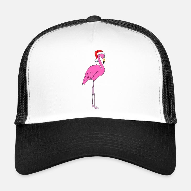 Flamant rose avec bonnet de Père Noël Casquette trucker 
