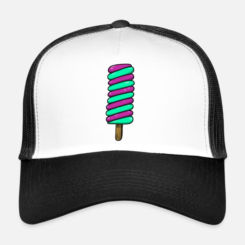 Crème glacée | Crème glacée à rayures vert violet | Glace - Casquette trucker  - blanc/noir