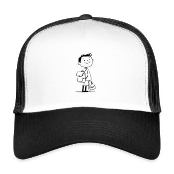 Comic Schoolboy – Happy Back to School Motif - Trucker Cap - white/black - Front