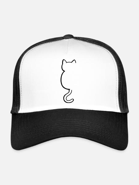 cat silouette - Casquette trucker  - blanc/noir - Devant