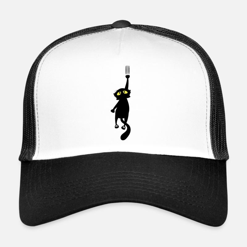 Chat noir - Casquette trucker  - blanc/noir
