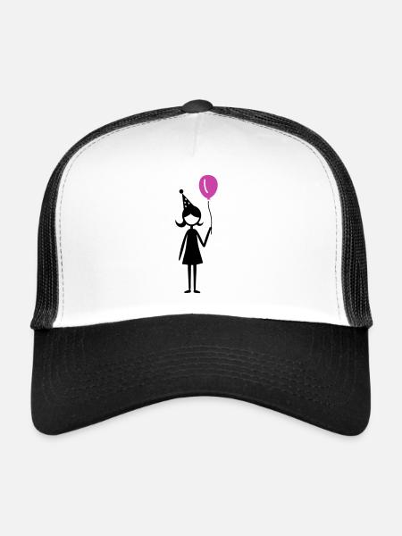 Anniversaire Ballon Fille Enfant - Casquette trucker  - blanc/noir - Devant