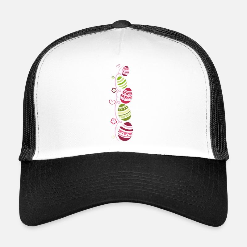 Colorful easter eggs with flowers and hearts. Trucker Cap