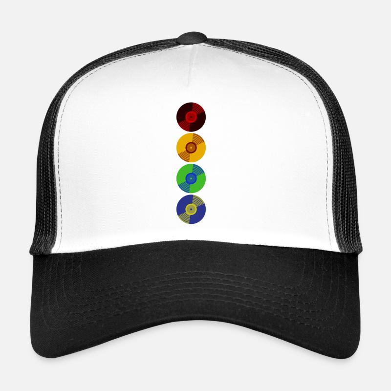 Vinyle Rétro - Casquette trucker  - blanc/noir