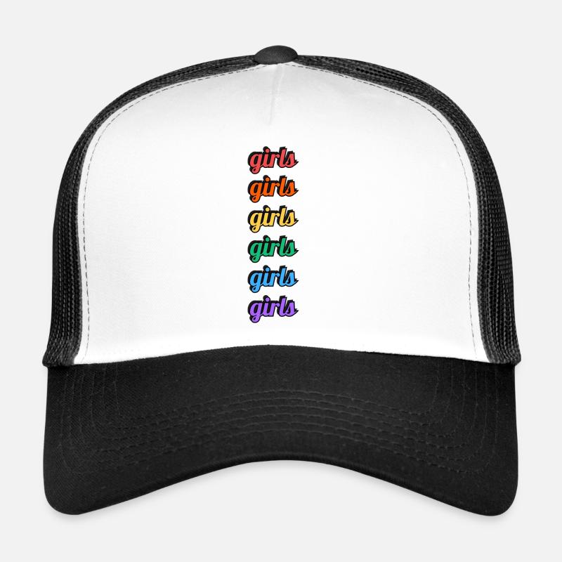Lesbian Girls Rainbow Text Trucker Cap