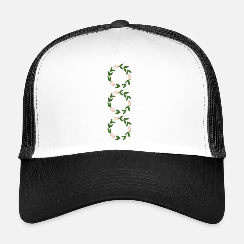 Blumenkranz aus rosa Tulpen - Trucker Cap - Weiß/Schwarz