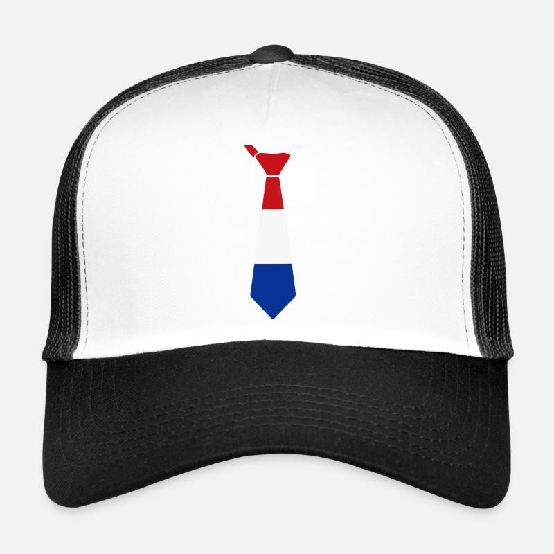 Tri-color tie in red, white, blue Trucker Cap