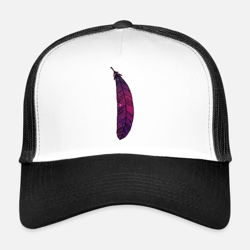 Federn Schmuck Space Galaxy Sterne Universum - Trucker Cap - Weiß/Schwarz