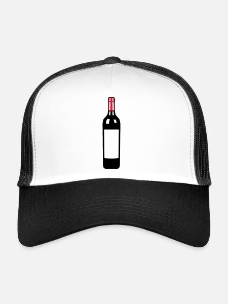 red wine bottle wine bottle plonk - Trucker Cap - white/black - Front