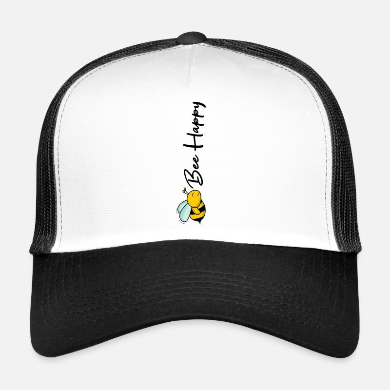 Bee Happy - Trucker Cap - Weiß/Schwarz