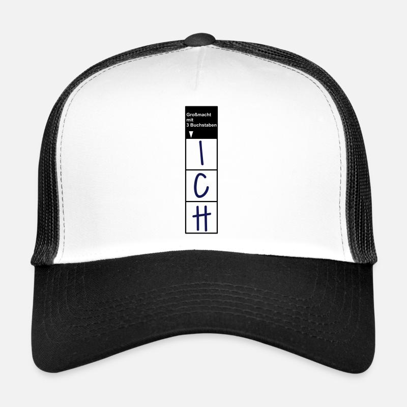 Witziger Großmacht mit 3 Buchstaben Selbst Spruch - Trucker Cap - Weiß/Schwarz
