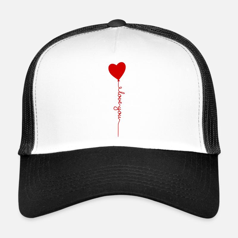 Heart Balloon with Love Script - Trucker Cap - white/black