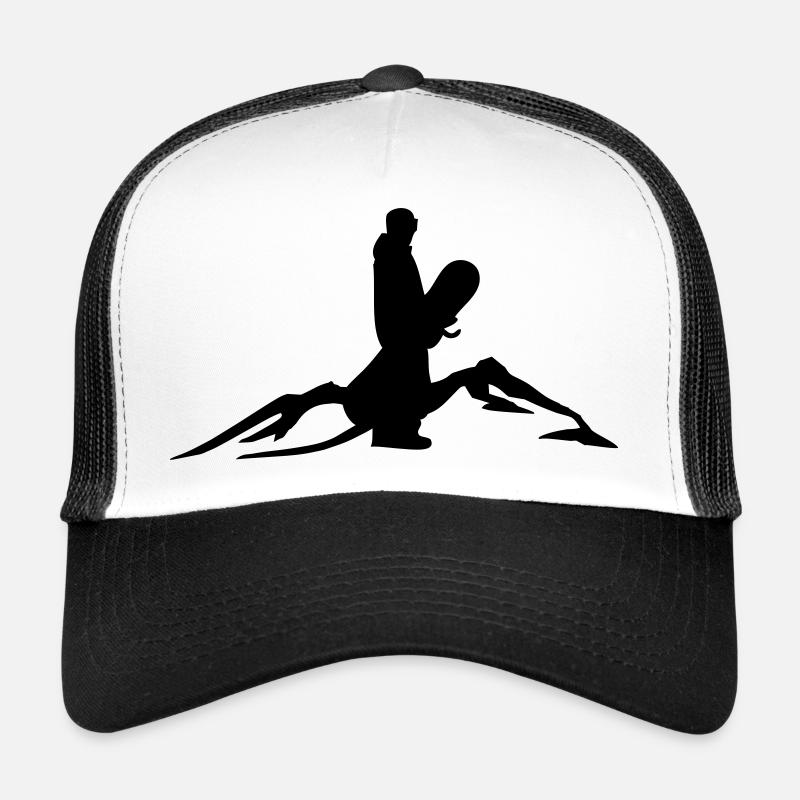 Snowboarder mit Berg - Trucker Cap - Weiß/Schwarz
