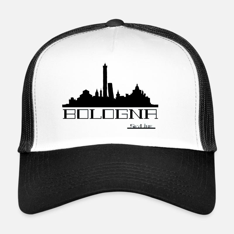 Silhouette néon de la Skyline de Bologne Casquette trucker 