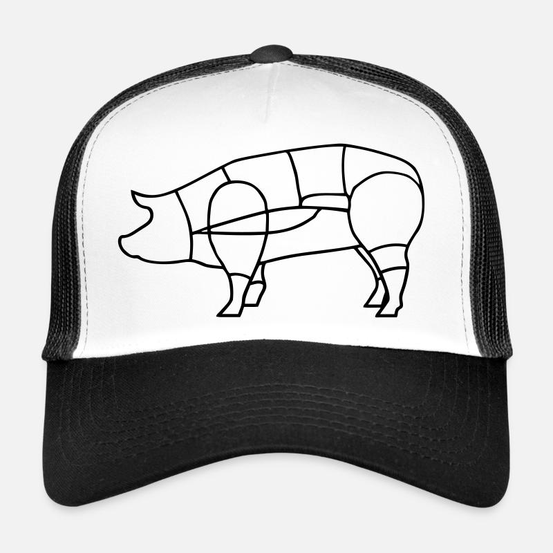 charcuterie pig silhouette pork meat bbq grill Trucker Cap