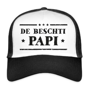 Schweizerdeutsch bester Papa - Trucker Cap - Weiß/Schwarz - Vorne