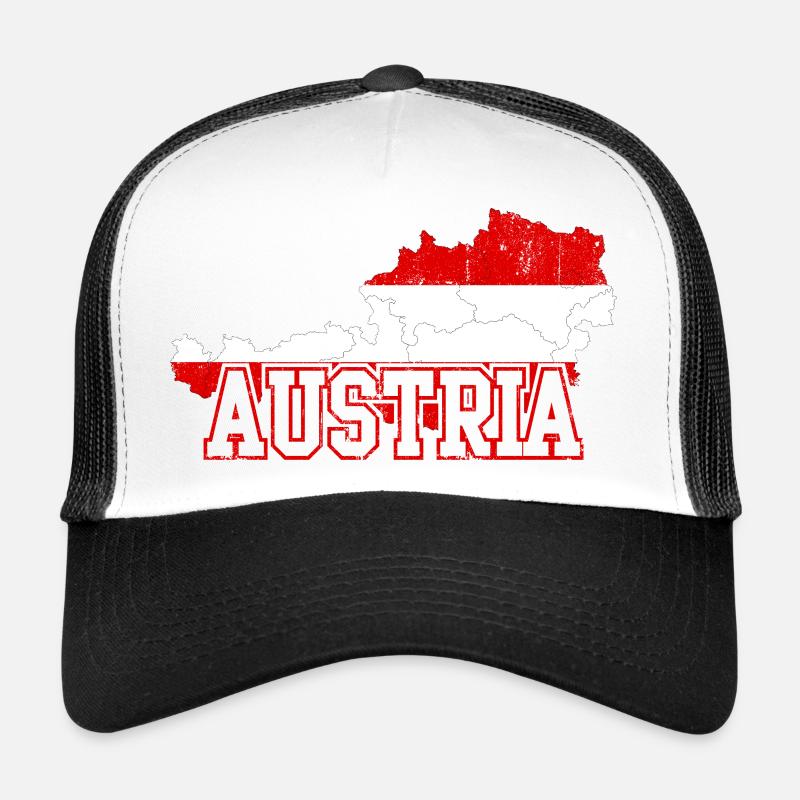 Austria Flag Map Wordmark Trucker Cap