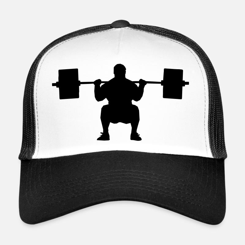 Figure d’ombre d’haltérophile - Casquette trucker  - blanc/noir