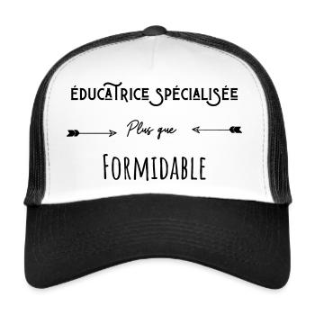 éducatrice spécialisée plus que formidable humour - Casquette trucker  - blanc/noir - Devant