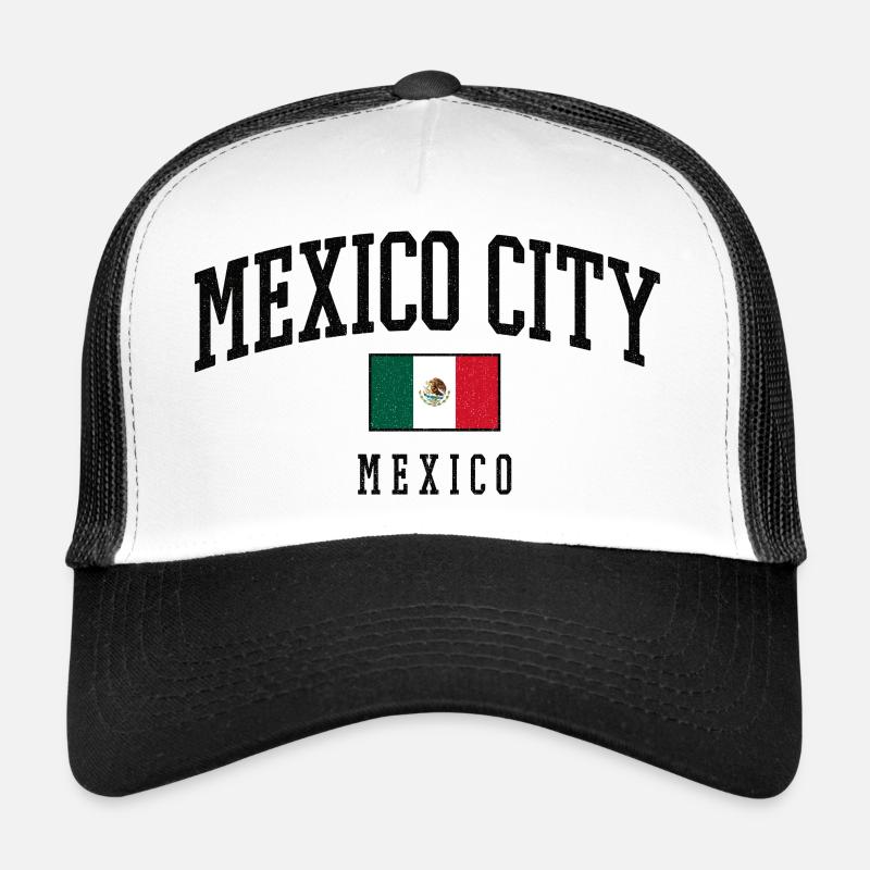 Lettrage de Mexico avec drapeau - Casquette trucker  - blanc/noir