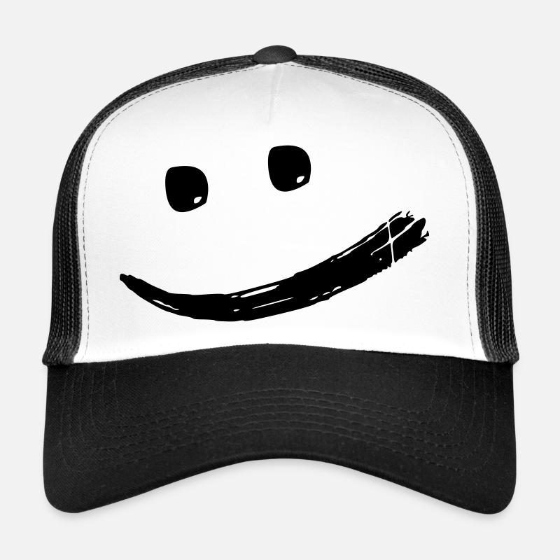 Fröhliches kreatives cool lachendes Gesicht Vektor Trucker Cap