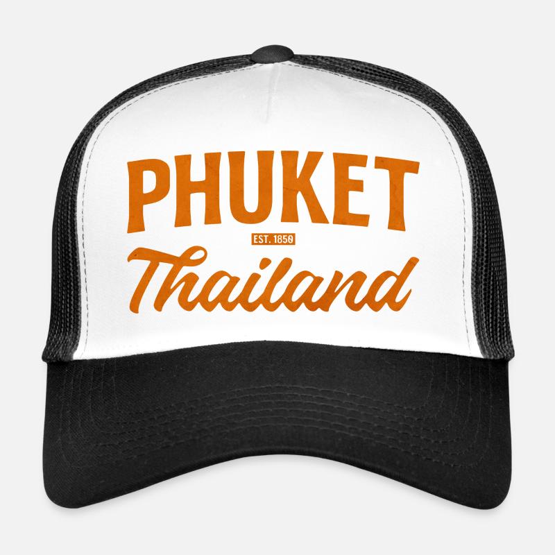 Phuket Thailand Textur Orange - Trucker Cap - Weiß/Schwarz