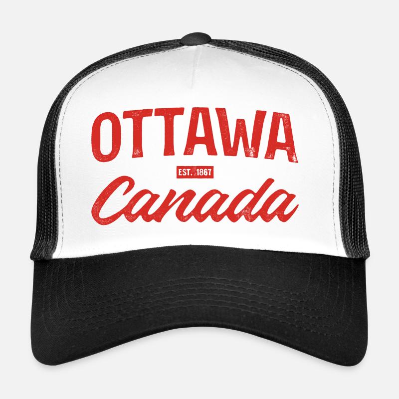 Ottawa Canada Retro Script Red Trucker Cap