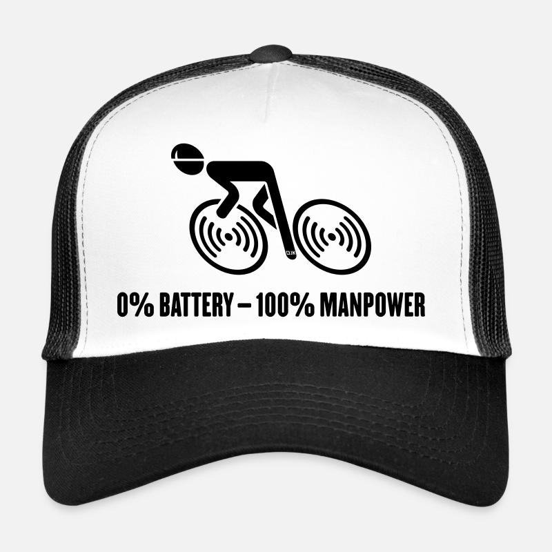 0% batterie – 100% main-d’œuvre (vélo / vélo / B) - Casquette trucker  - blanc/noir