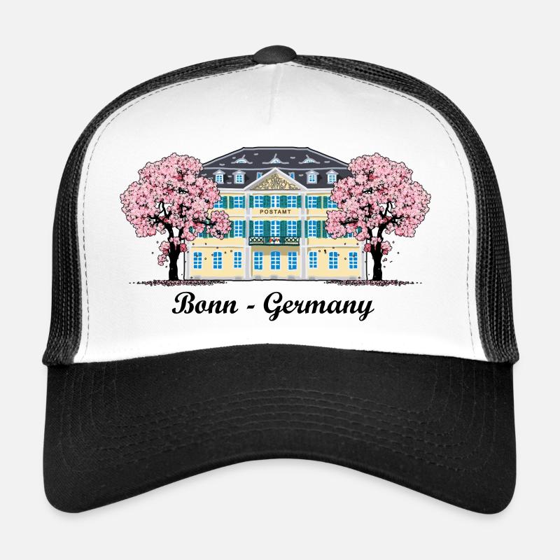 Bonn Old Post Office, Cherry Tree Blossoms, Germany Trucker Cap