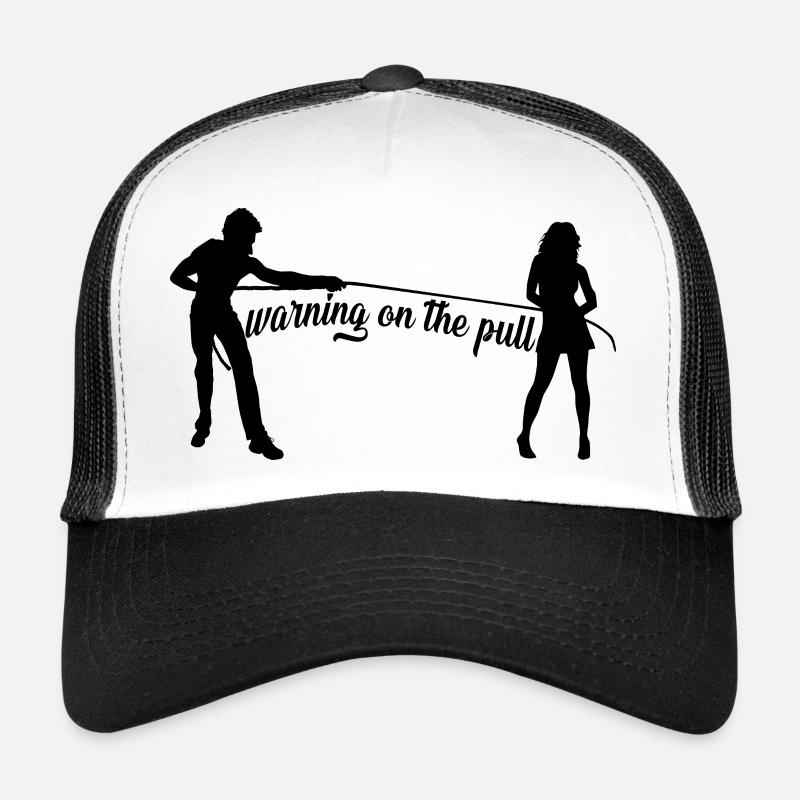 warning on the pull Trucker Cap