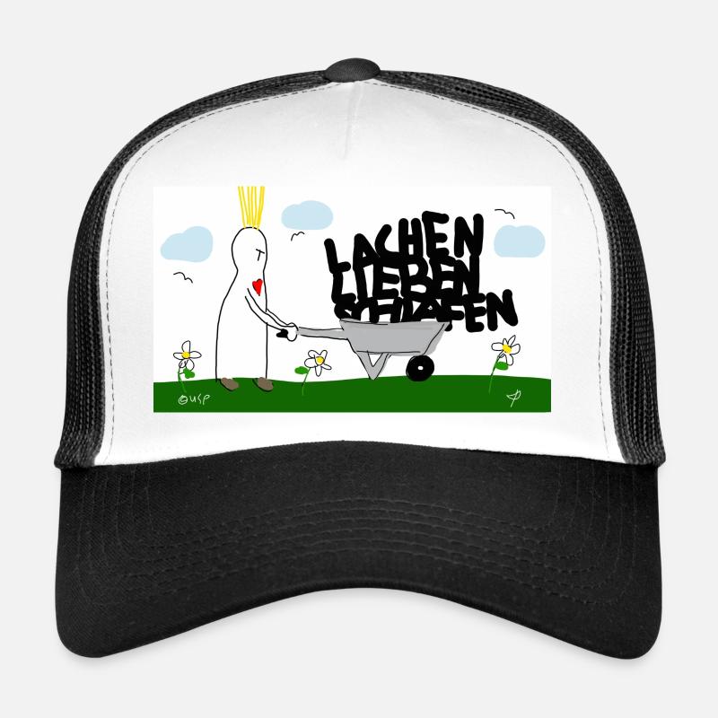 Lachen, lieben, schlafen. - Trucker Cap - Weiß/Schwarz