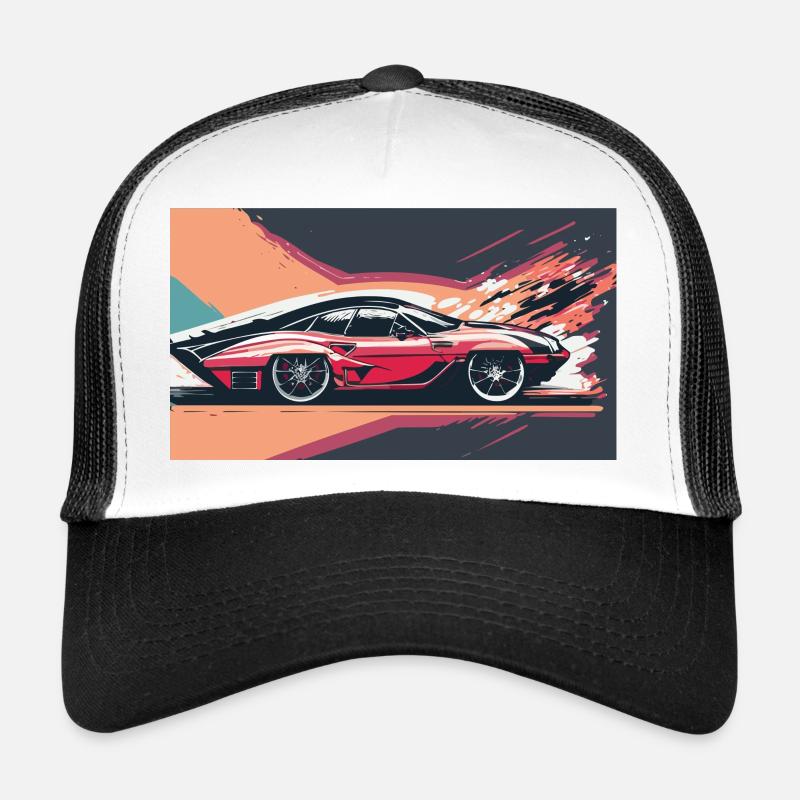 Sunset Racecar - Trucker Cap - white/black