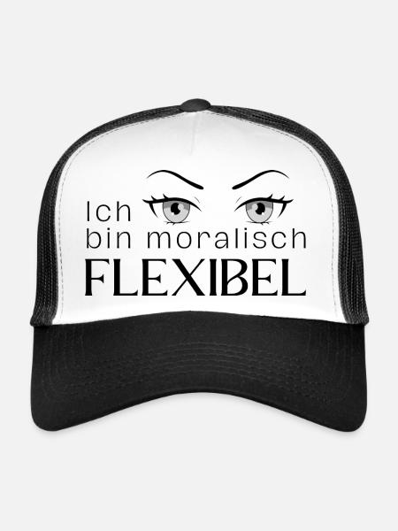 Moralisch flexibel - Trucker Cap - Weiß/Schwarz - Vorne