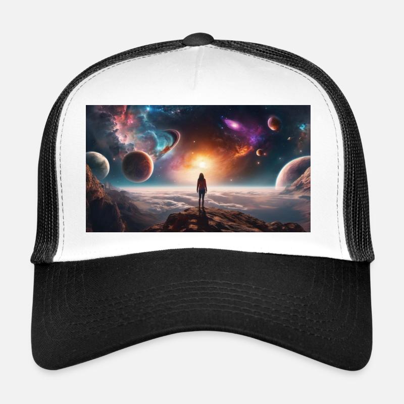 Aussicht im Weltraum - Trucker Cap - Weiß/Schwarz