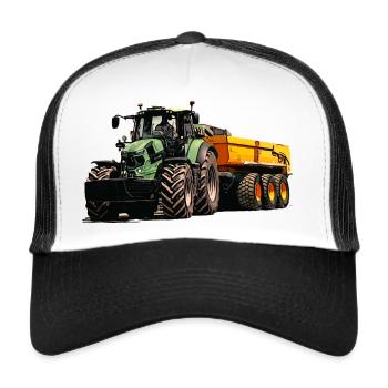 Deutz mit Anhänger Kipper - Trucker Cap - Weiß/Schwarz - Vorne