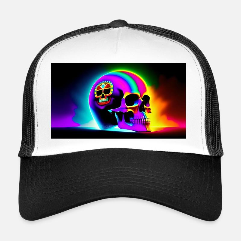 Crâne de psy - Casquette trucker  - blanc/noir