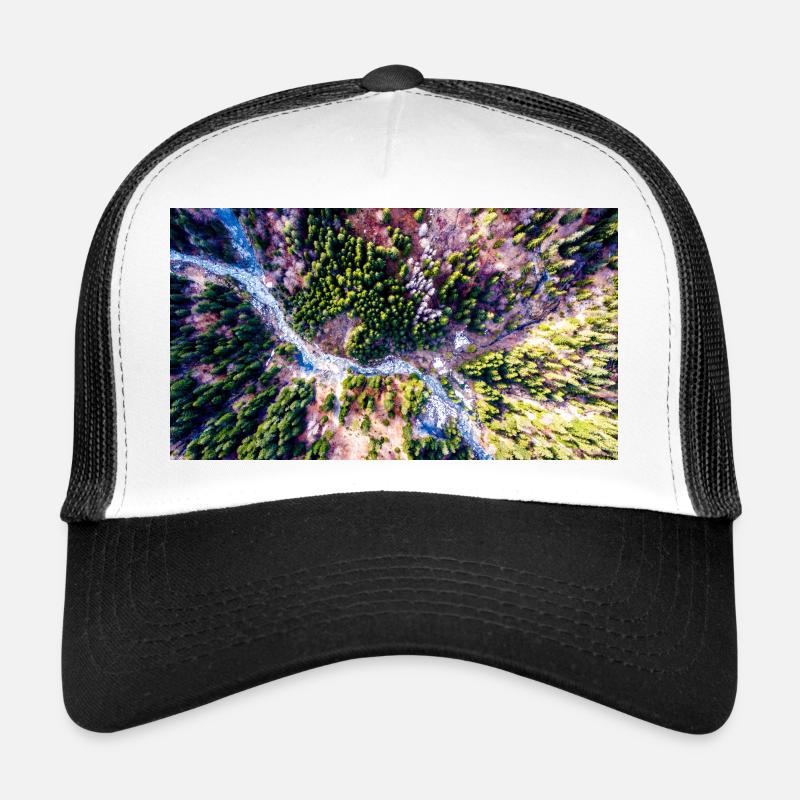 Vogelperspektive auf den Wald - Trucker Cap - Weiß/Schwarz