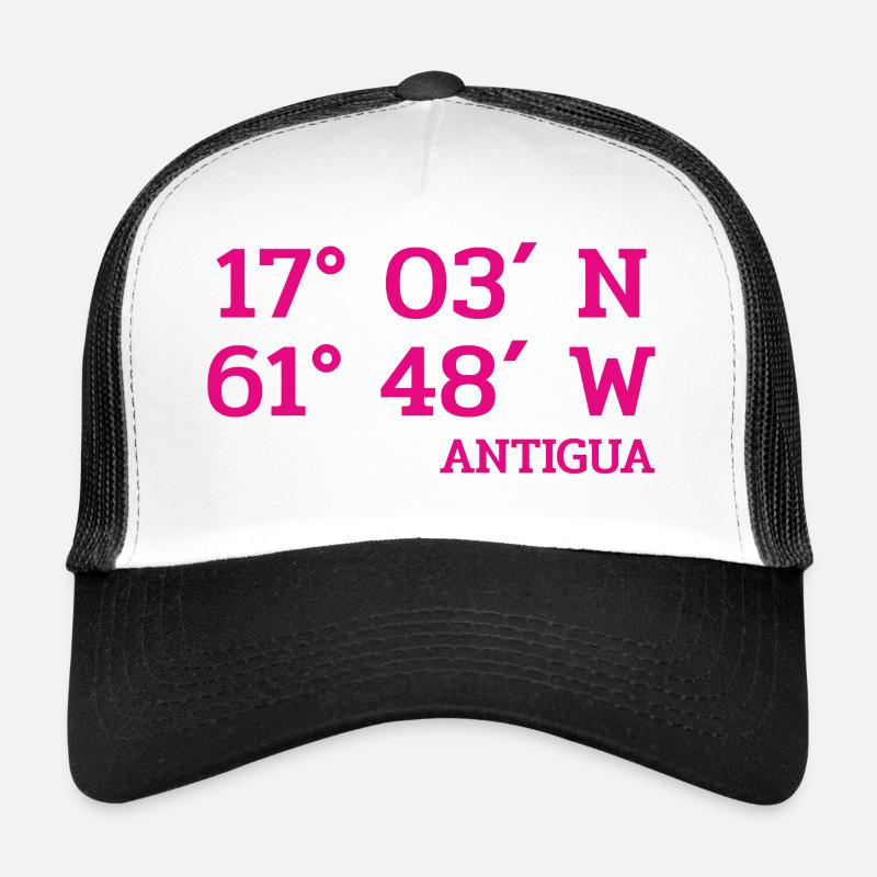 Antigua Coordinates - Coordinates - Caribbean - Trucker Cap - white/black