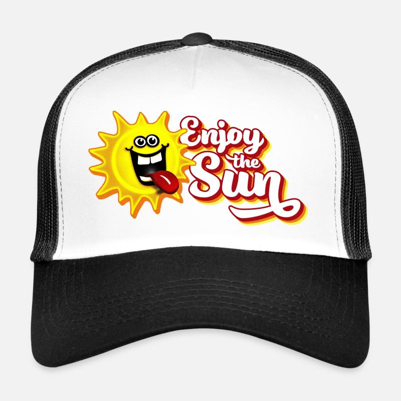 Enjoy the sun / Summer feeling / Retro-Look - Trucker Cap - white/black